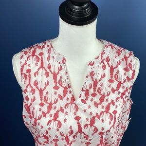Talbots Lobster Print Sleeveless Shirt